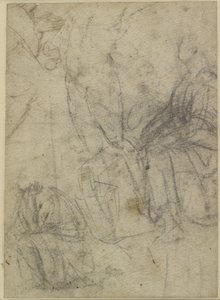 Verso：ひざまずく人物のラフスケッチ、WA1846.174 作： Raffaello Sanzio Raphael